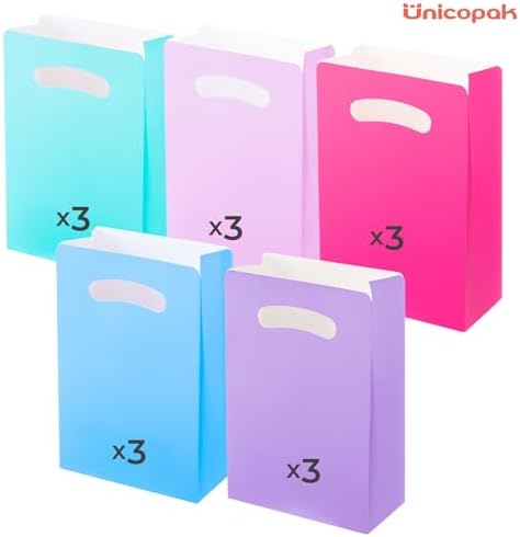 UnicoPak 15 Pack Pastel Goodie Bags for Birthday Party