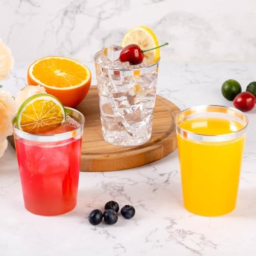 Goodluck 50PCS 10oz Silver Plastic Cups for Parties and Events