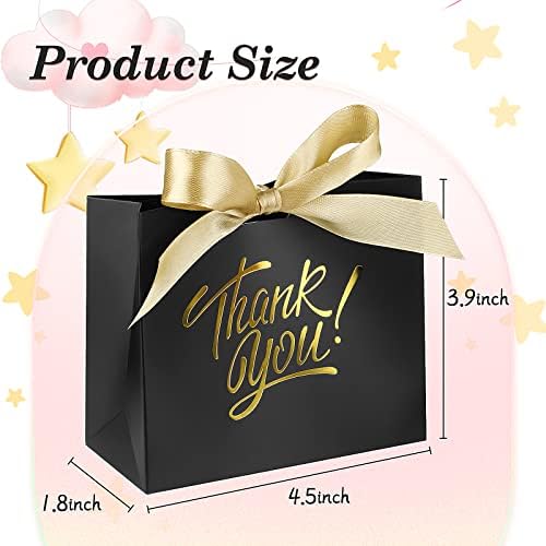 Small Thank You Gift Bags 60 Pack Gold Foil Bow Ribbons