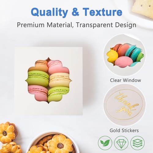 Shallive 4-Inch Cookie Boxes 25 Pcs White with Window