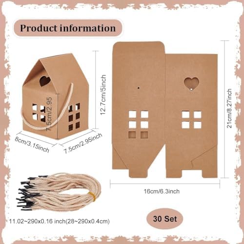 BENECREAT 30Pcs House Shaped Gift Boxes for Wedding and Birthday