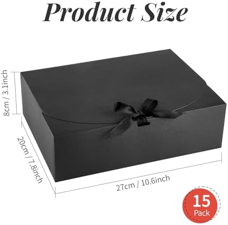 Kucoele 15 Piece Gift Boxes with Lids Black