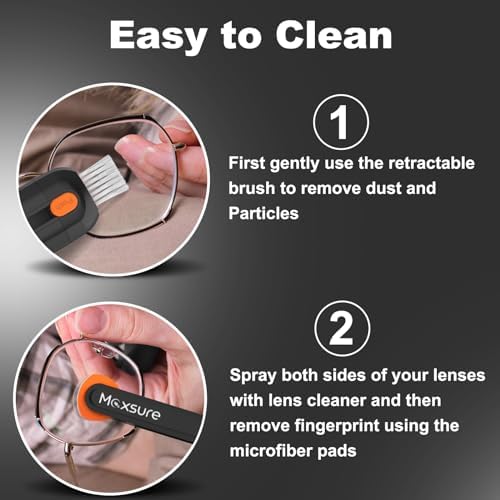 Maxsure 3 in 1 Eye Glasses Cleaner Kit Portable Black