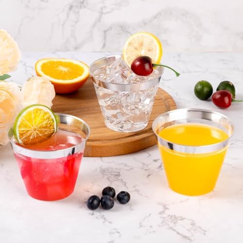 Goodluck 100PCS 9oz Disposable Silver Cups for Parties and Events