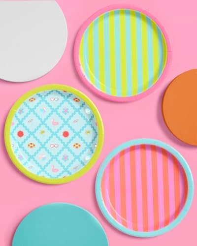 XO Fetti Pool Party Paper Plates 3 Designs 24 Pcs