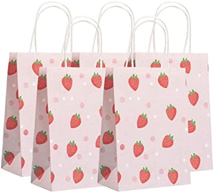 Strawberry Pink Gift Bags 16Pcs with Handles
