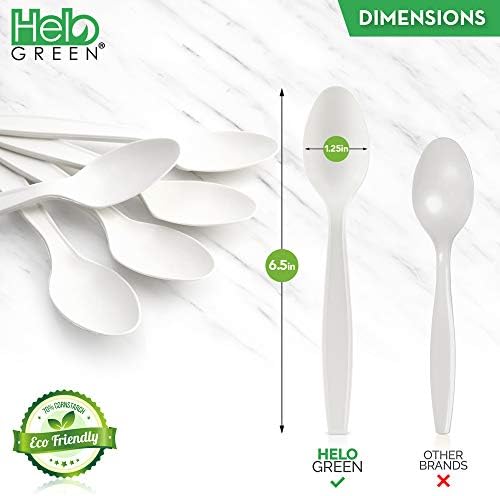 HeloGreen 50 Pack Eco-Friendly 7 Inch Tea Spoons