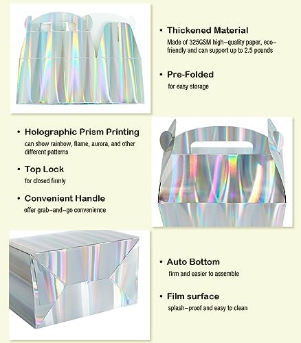 Naleyber Shiny Rainbow Gift Boxes 24pcs Iridescent Treat Containers