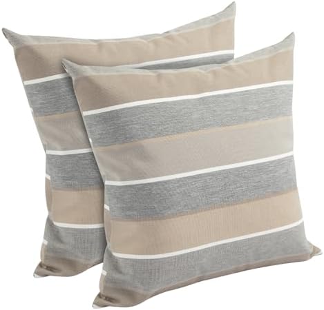 FUNHOME Outdoor Throw Pillows Set of 2 Gray Stripe
