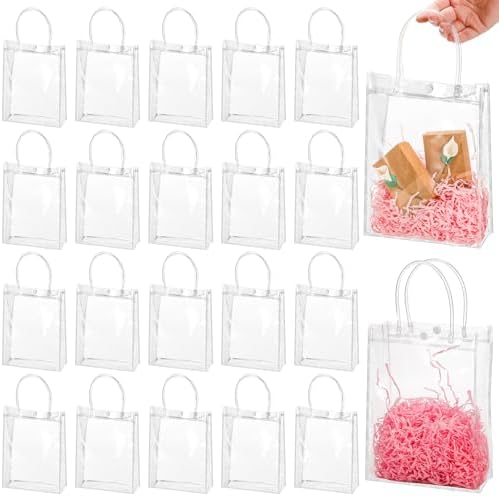 Youeon 40 Pcs Clear PVC Gift Bags with Handles