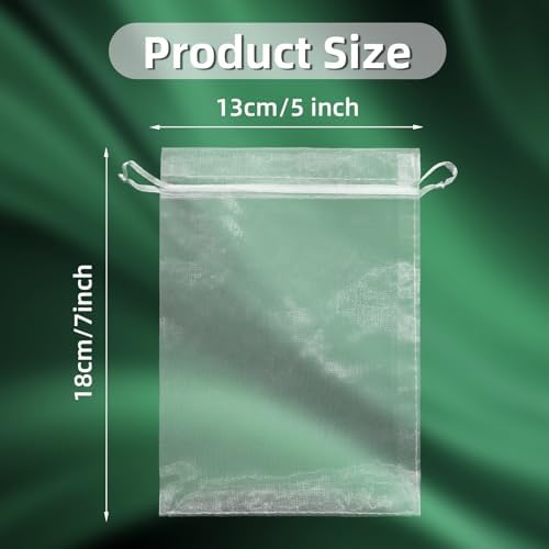100PCS White Organza Gift Bags 5x7 Inch