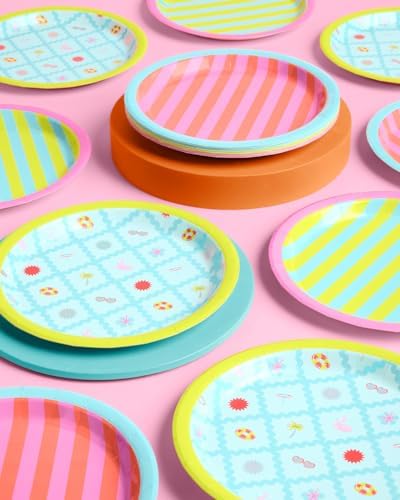 XO Fetti Pool Party Paper Plates 3 Designs 24 Pcs