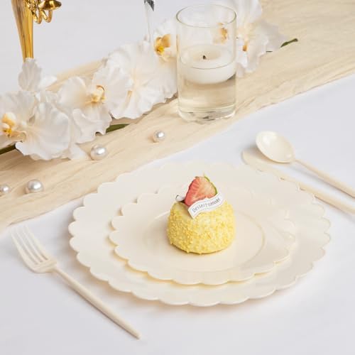 Supernal 100pcs Ivory Plastic Plates for Party