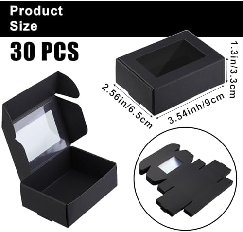 Zonon 30 Pcs Mini Kraft Soap Boxes with Window Black