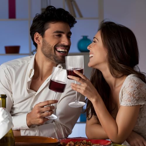 Ciaell 12PCS Plastic Ribbed Wine Glasses with Stem