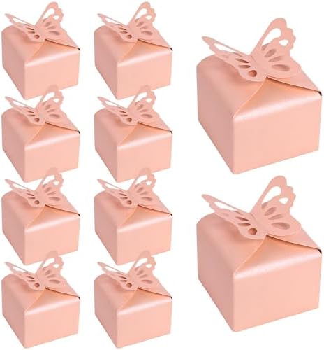 VGOODALL 50PCS Pink Butterfly Candy Boxes for Party Favors