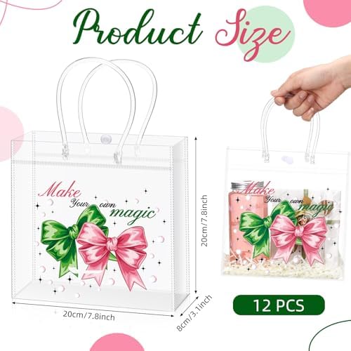 Gaillty 12 Pcs Witch Theme PVC Clear Gift Bags with Handles