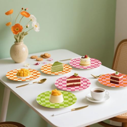48PCS Checkered Camping Plates for Parties