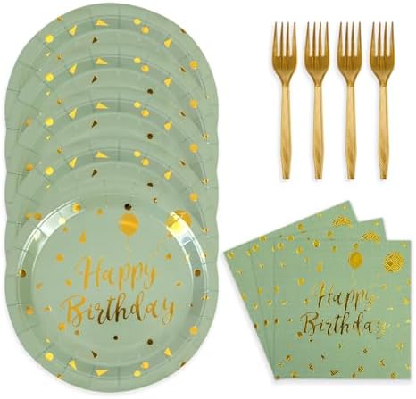 48PCS Happy Birthday Party Plates Napkins Set