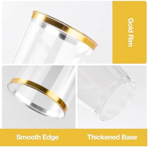 Goodluck 200PCS 14oz Gold Plastic Cups for Parties