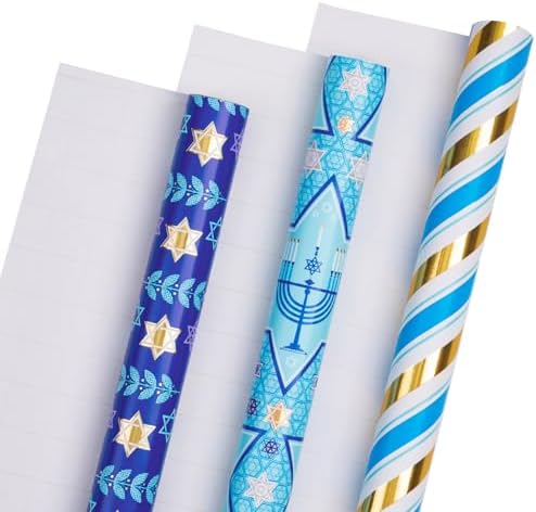 RUSPEPA Hanukkah Wrapping Paper Roll Set