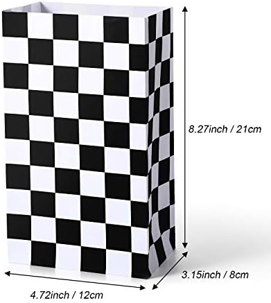 28 Pack Checkered Racing Treat Bags for Birthday Parties
