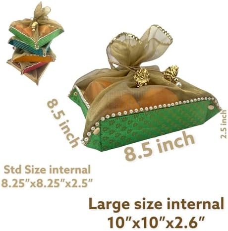 LOVENSPIRE 2ct Gift Basket Indian Mithai Box Brocade Organizer