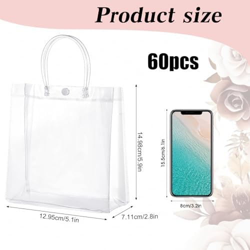 60 Pcs Clear Plastic Gift Bags with Handles