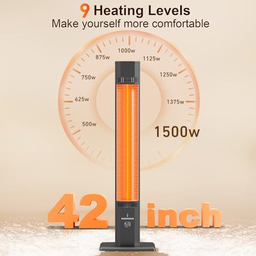 BIESQYA Outdoor Patio Heater with 9 Heat Levels