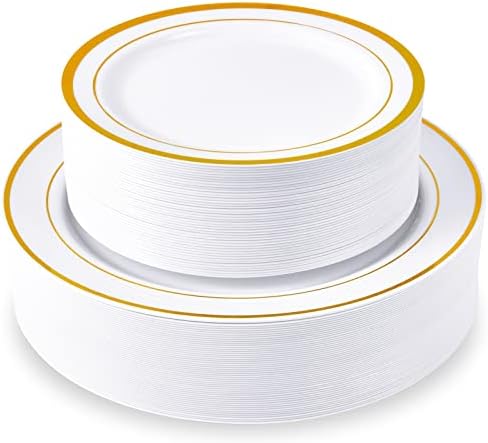 JollyPack 100 Piece Gold Plastic Party Plates
