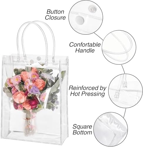 Youeon 40 Pcs Clear PVC Gift Bags with Handles