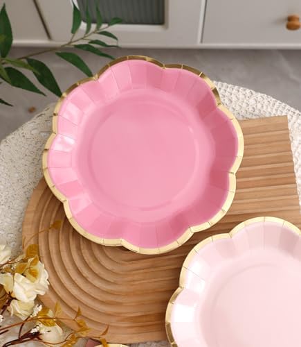 Winoo Design Pink Floral Plates and Napkins Set