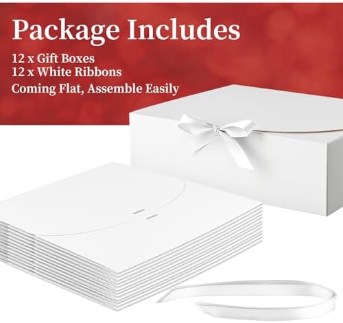 Ocmoiy 12 Pack White Gift Boxes with Lids