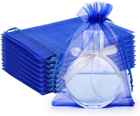 Hopttreely 100pcs Royal Blue Organza Gift Bags for Christmas Party