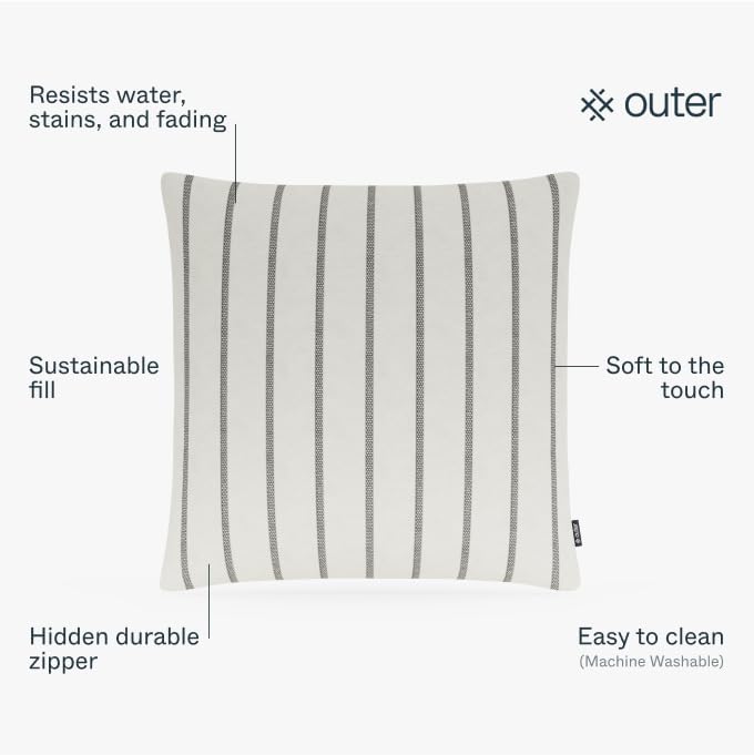 Outer Outdoor Throw Pillow Palisades Gray Stripe
