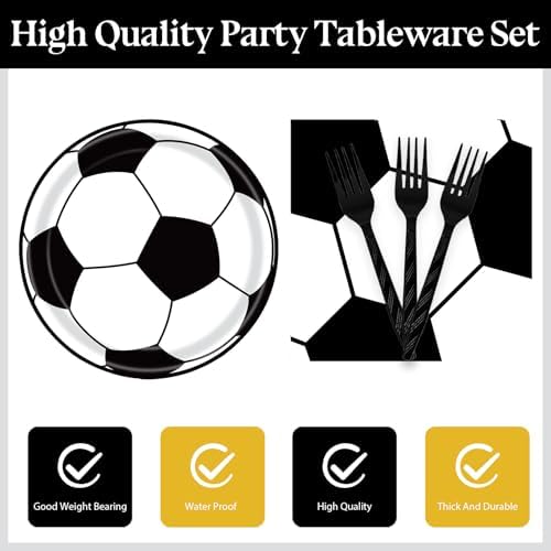 72 Pcs Soccer Themed Paper Plates Napkins Set