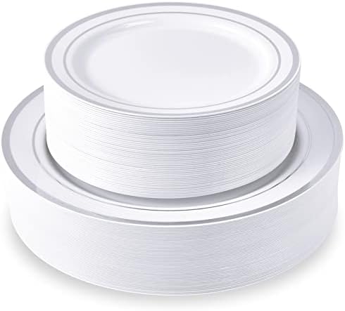 JollyPack 100 Piece Disposable Silver Plates Set