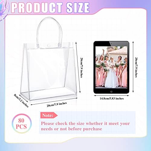 Saintrygo 80 Pcs Clear Plastic Gift Bags with Handles