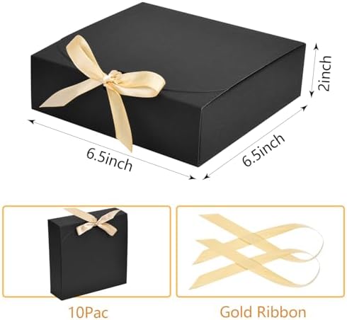 10 Pack Black Gift Boxes with Lids for Presents
