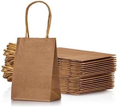 AWELL Mini Kraft Paper Bag with Handle for Party Favor Gifts