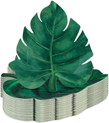 Zonon 50 Pcs Leaf Shaped Paper Plates 98 Inch