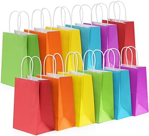BagDream 24PCS Small Rainbow Party Favor Bags with Handles