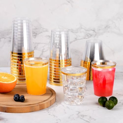 Goodluck 200PCS 14oz Gold Plastic Cups for Parties