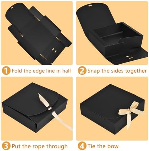 10 Pack Black Gift Boxes with Lids for Presents