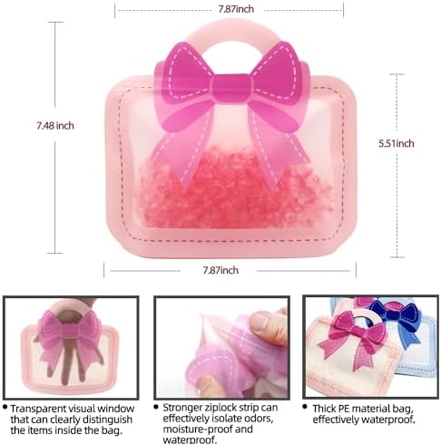 30 Pack Cartoon Bow Goodie Bags for Kids Birthday Parties