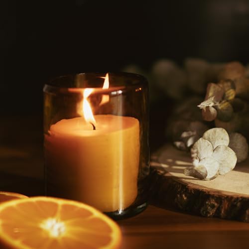 Vanilla Essential Oil Beeswax Candle in Blown Glass Vessel
