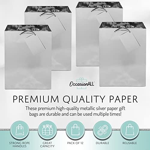 OccasionALL Small Gift Bags with Metallic Handles 12 Pack