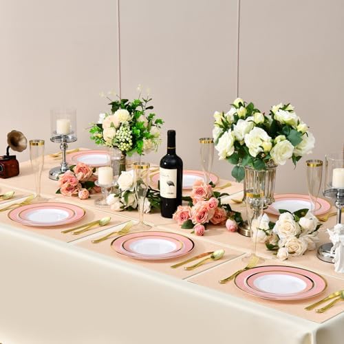 Glowserve 20 Pack Pink Plastic Plates for Parties