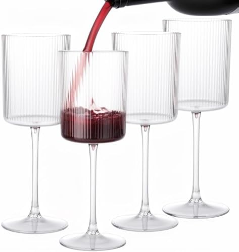 Ciaell 12PCS Plastic Ribbed Wine Glasses with Stem