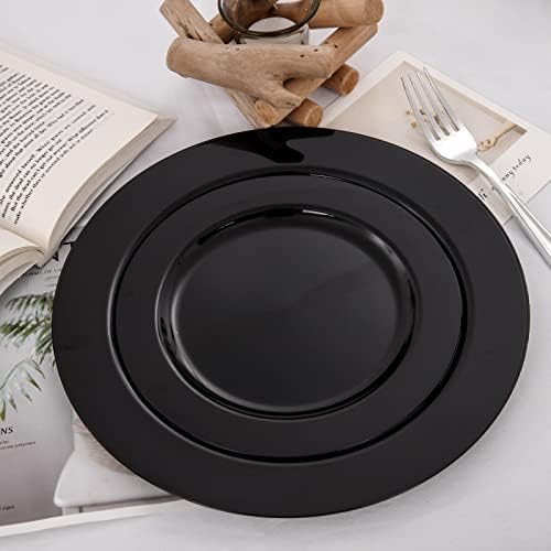 FLOWERCAT 60PCS Heavy Duty Black Disposable Plates